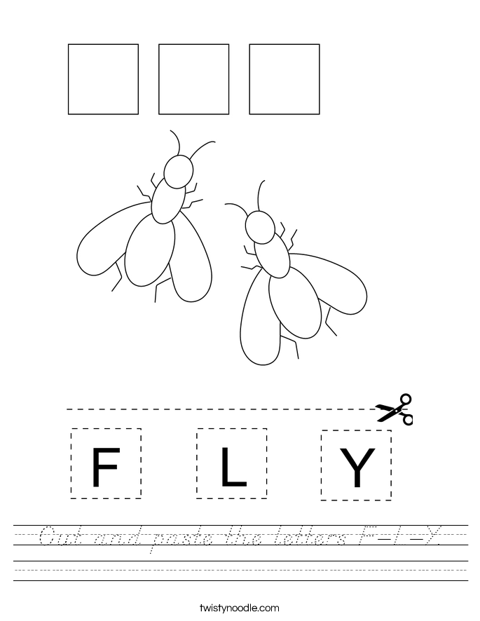 Cut and paste the letters F-L-Y. Worksheet