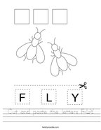 Cut and paste the letters F-L-Y Handwriting Sheet