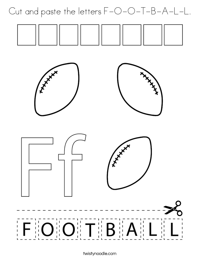 Cut and paste the letters F-O-O-T-B-A-L-L. Coloring Page