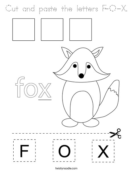 Cut and paste the letters F-O-X. Coloring Page