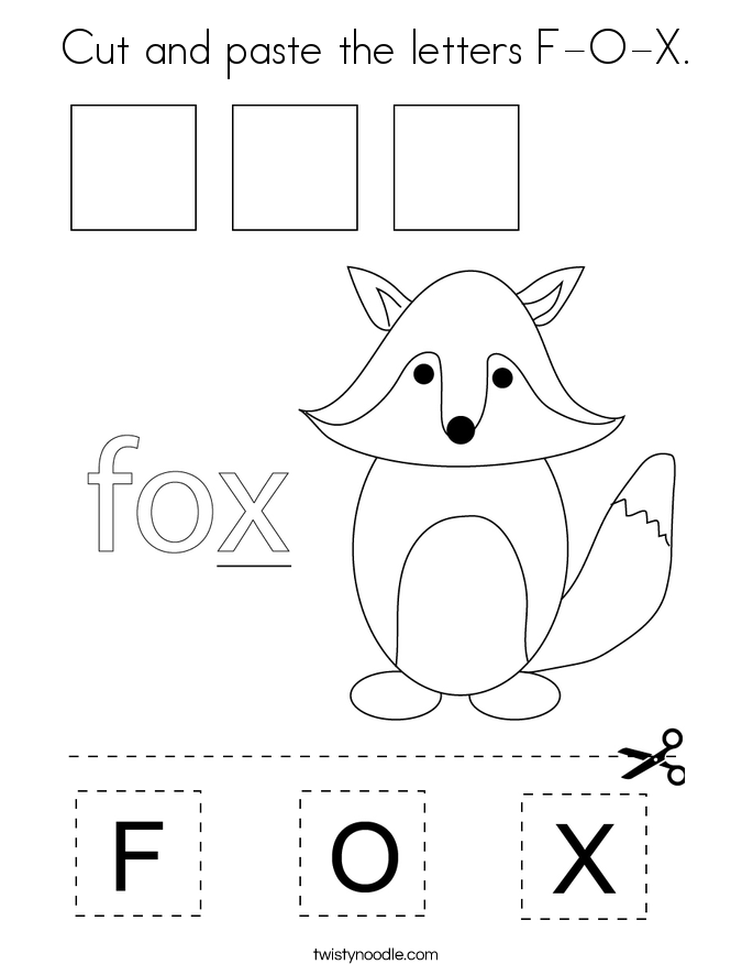 Cut and paste the letters F-O-X. Coloring Page