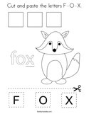 Cut and paste the letters F-O-X Coloring Page