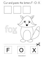 Cut and paste the letters F-O-X Coloring Page