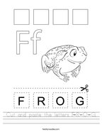 Cut and paste the letters F-R-O-G Handwriting Sheet
