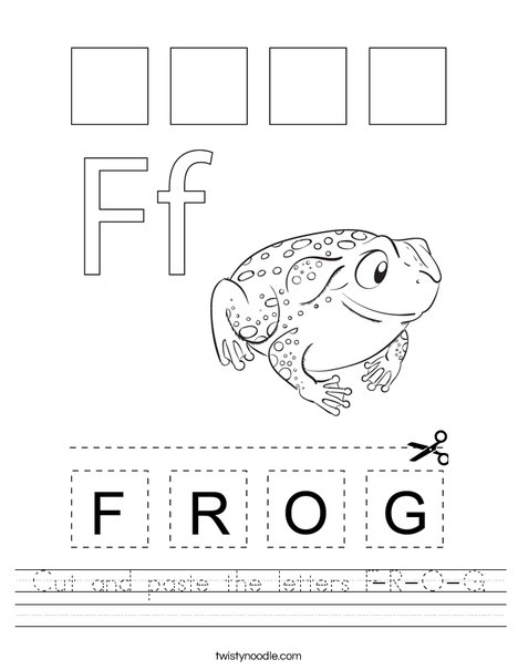 Cut and paste the letters F-R-O-G. Worksheet