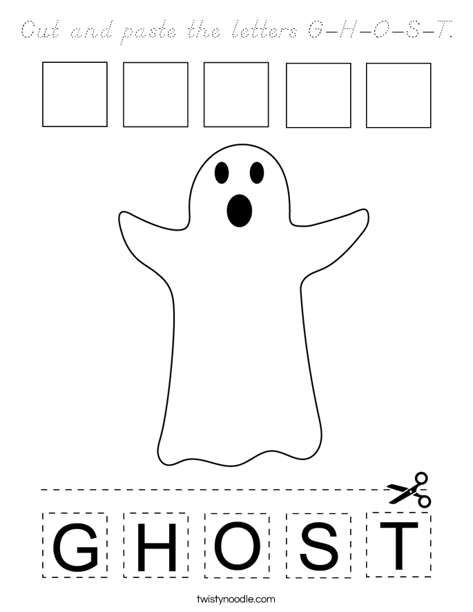Cut and paste the letters G-H-O-S-T. Coloring Page