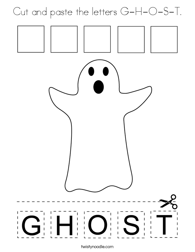 Cut and paste the letters G-H-O-S-T. Coloring Page