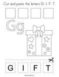 Cut and paste the letters G-I-F-T. Coloring Page