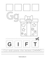 Cut and paste the letters G-I-F-T Handwriting Sheet