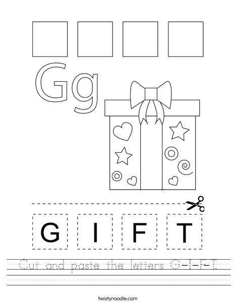 Cut and paste the letters G-I-F-T. Worksheet