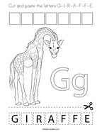 Cut and paste the letters G-I-R-A-F-F-E Coloring Page