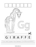 Cut and paste the letters G-I-R-A-F-F-E. Worksheet