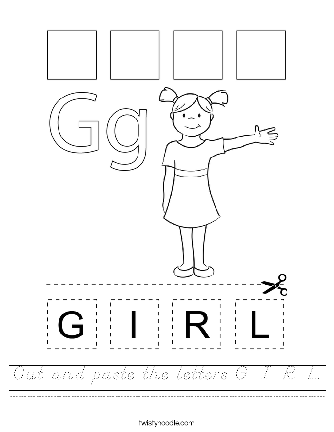 Cut and paste the letters G-I-R-L. Worksheet