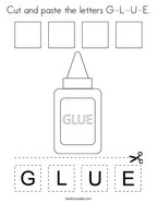 Cut and paste the letters G-L-U-E Coloring Page