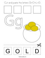 Cut and paste the letters G-O-L-D Coloring Page
