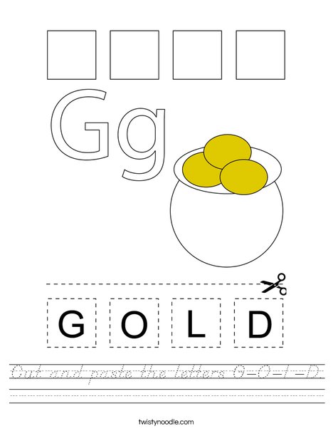 Cut and paste the letters G-O-L-D. Worksheet