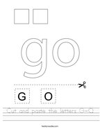 Cut and paste the letters G-O Handwriting Sheet