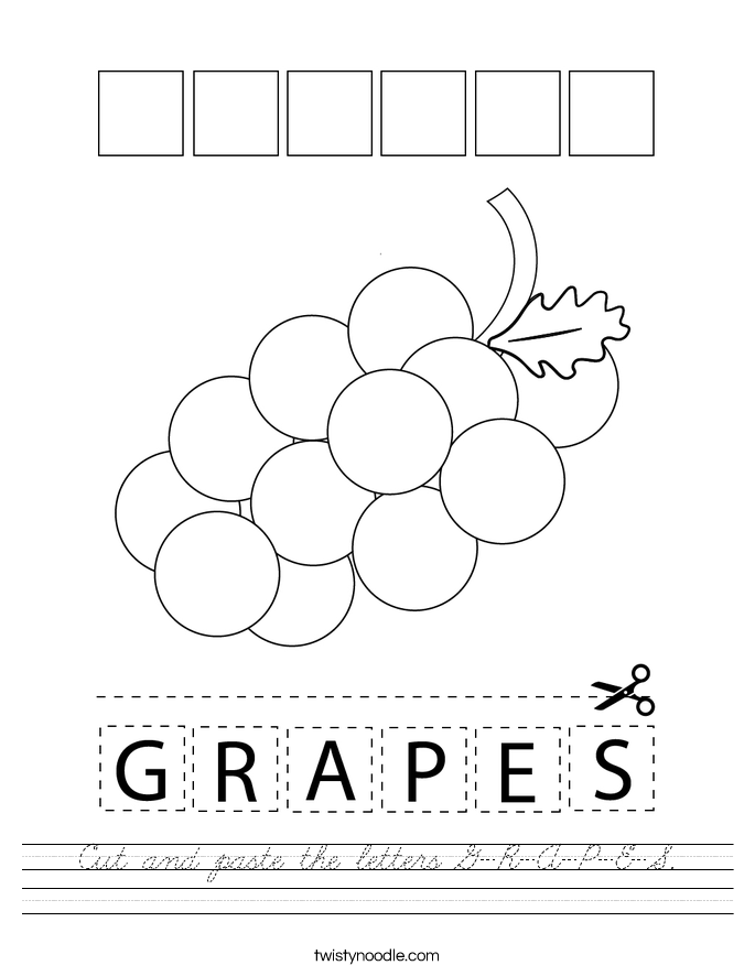 Cut and paste the letters G-R-A-P-E-S. Worksheet