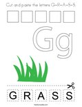 Cut and paste the letters G-R-A-S-S. Coloring Page