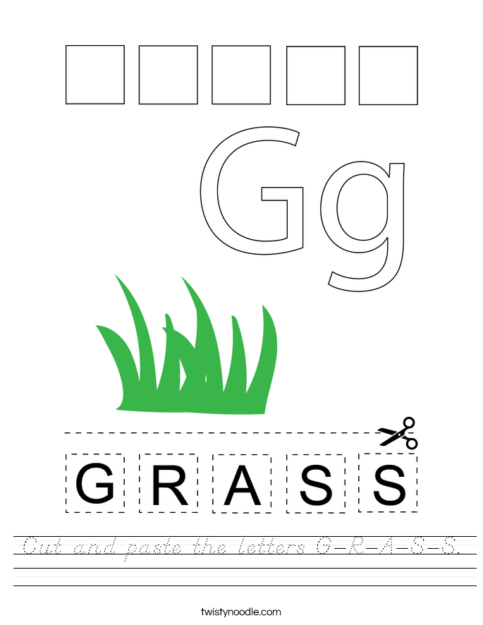 Cut and paste the letters G-R-A-S-S. Worksheet