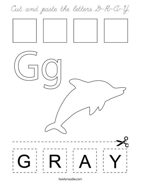 Cut and paste the letters G-R-A-Y. Coloring Page