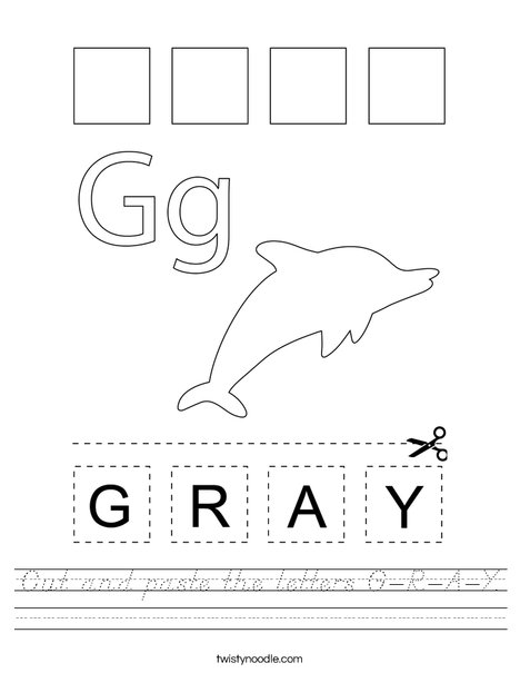 Cut and paste the letters G-R-A-Y. Worksheet