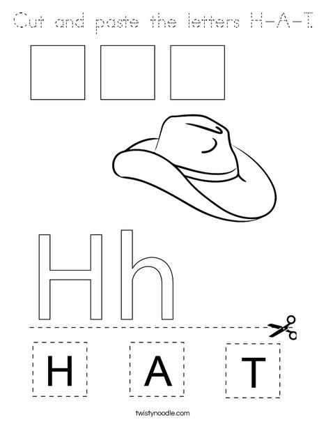 Cut and paste the letters H-A-T. Coloring Page