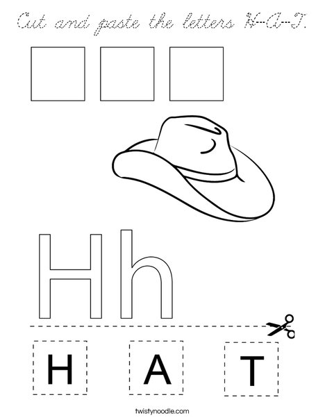 Cut and paste the letters H-A-T. Coloring Page