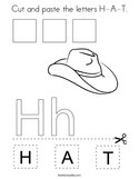 Cut and paste the letters H-A-T Coloring Page