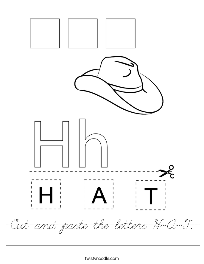 Cut and paste the letters H-A-T. Worksheet