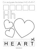 Cut and paste the letters H-E-A-R-T Coloring Page