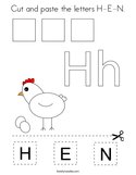 Cut and paste the letters H-E-N Coloring Page
