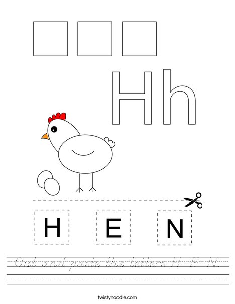 Cut and paste the letters H-E-N. Worksheet