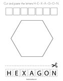 Cut and paste the letters H-E-X-A-G-O-N Coloring Page