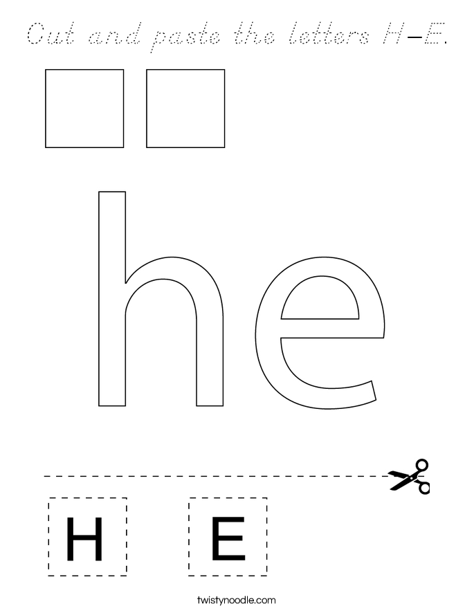 Cut and paste the letters H-E. Coloring Page