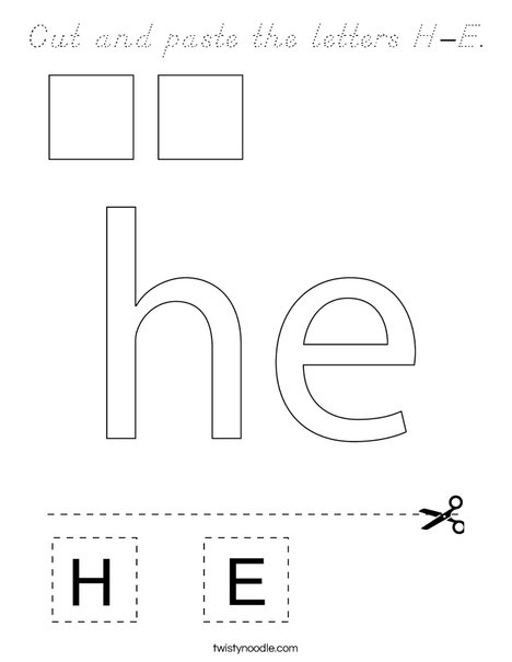Cut and paste the letters H-E. Coloring Page