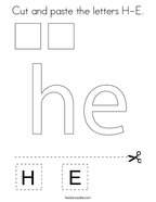 Cut and paste the letters H-E Coloring Page