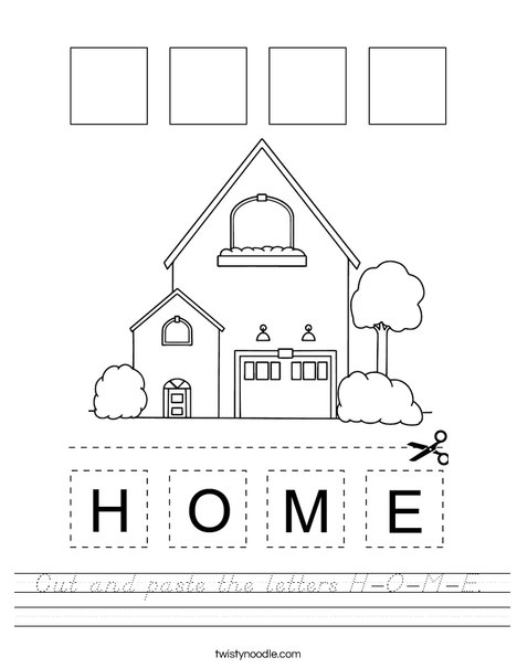 Cut and paste the letters H-O-M-E. Worksheet