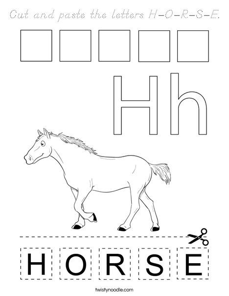 Cut and paste the letters H-O-R-S-E. Coloring Page