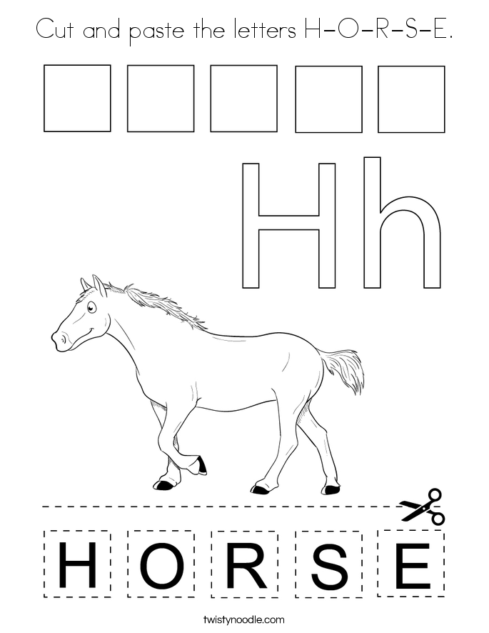 Cut and paste the letters H-O-R-S-E. Coloring Page