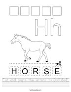 Cut and paste the letters H-O-R-S-E Handwriting Sheet