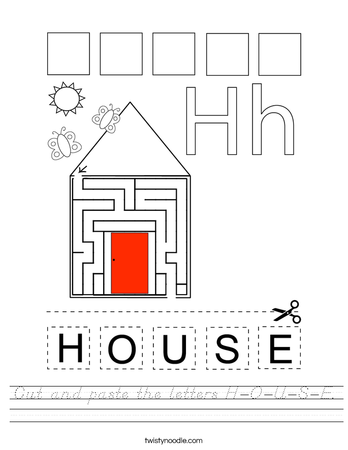 Cut and paste the letters H-O-U-S-E. Worksheet