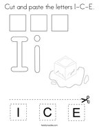 Cut and paste the letters I-C-E Coloring Page
