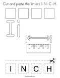 Cut and paste the letters I-N-C-H. Coloring Page