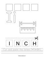 Cut and paste the letters I-N-C-H Handwriting Sheet
