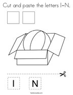 Cut and paste the letters I-N Coloring Page