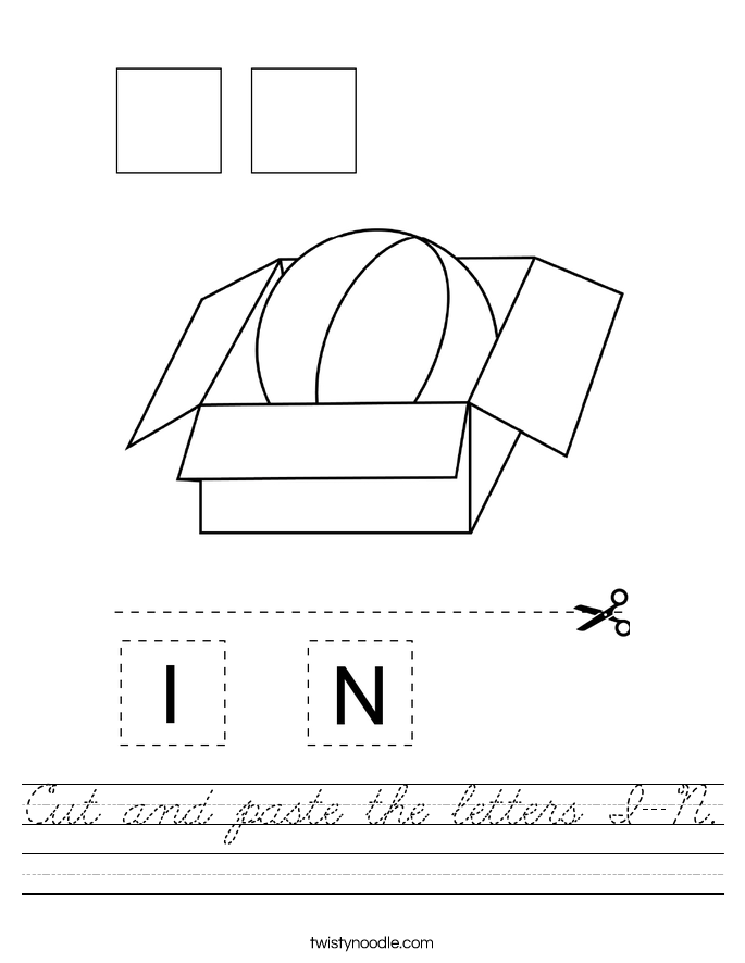Cut and paste the letters I-N. Worksheet