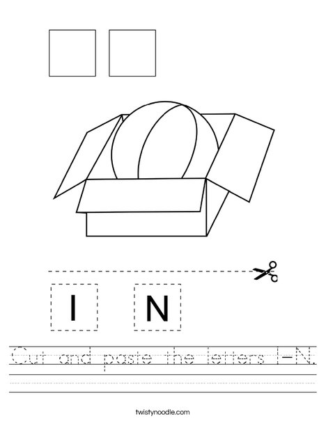 Cut and paste the letters I-N. Worksheet