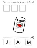 Cut and paste the letters J-A-M Coloring Page