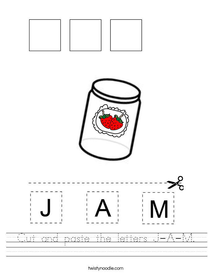 Cut and paste the letters J-A-M. Worksheet
